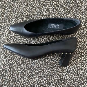 Stuart Weitzman black pumps with gold piping